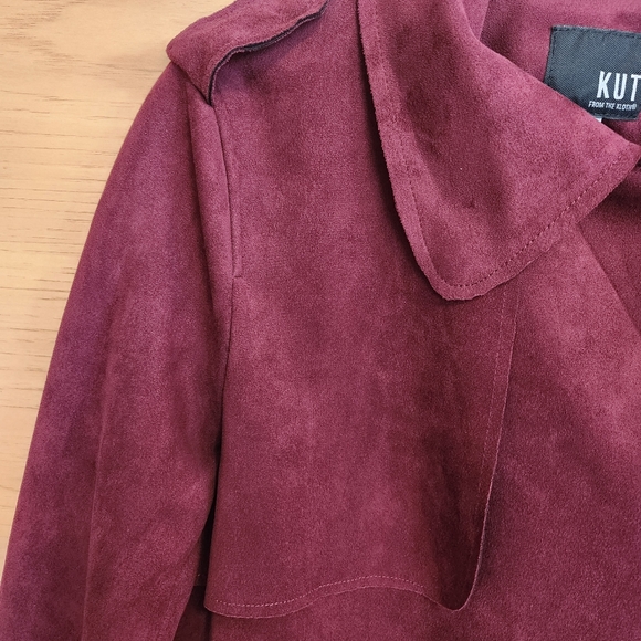 KUT FROM THE KLOTH JACEE DRAPED MOTO JACKET BURGANDY SIZE LARGE EUC - Picture 6 of 7